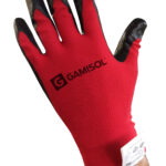 GUANTE G13 POLYESTER ROJO BAÑO NITRILO NEGRO "CERTIFICADO" T9